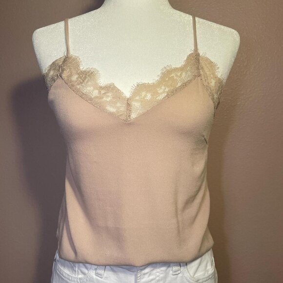Forever 21 Tops - Forever 21 Contemporary Dusty Pink Lace Trim Cami Top Spaghetti Strap